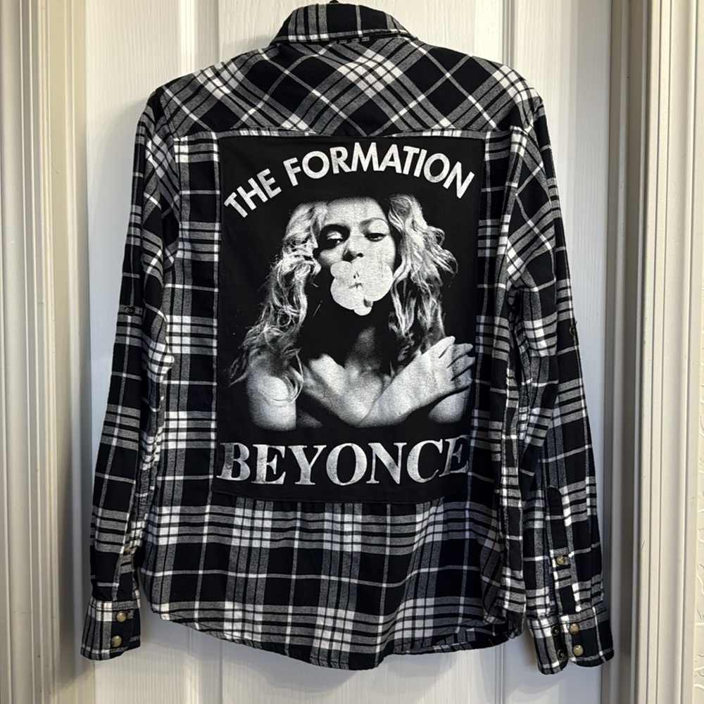 JACHS Girlfriend Monochrome Beyonce  Plaid Shirt Size M